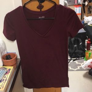 maroon v-neck